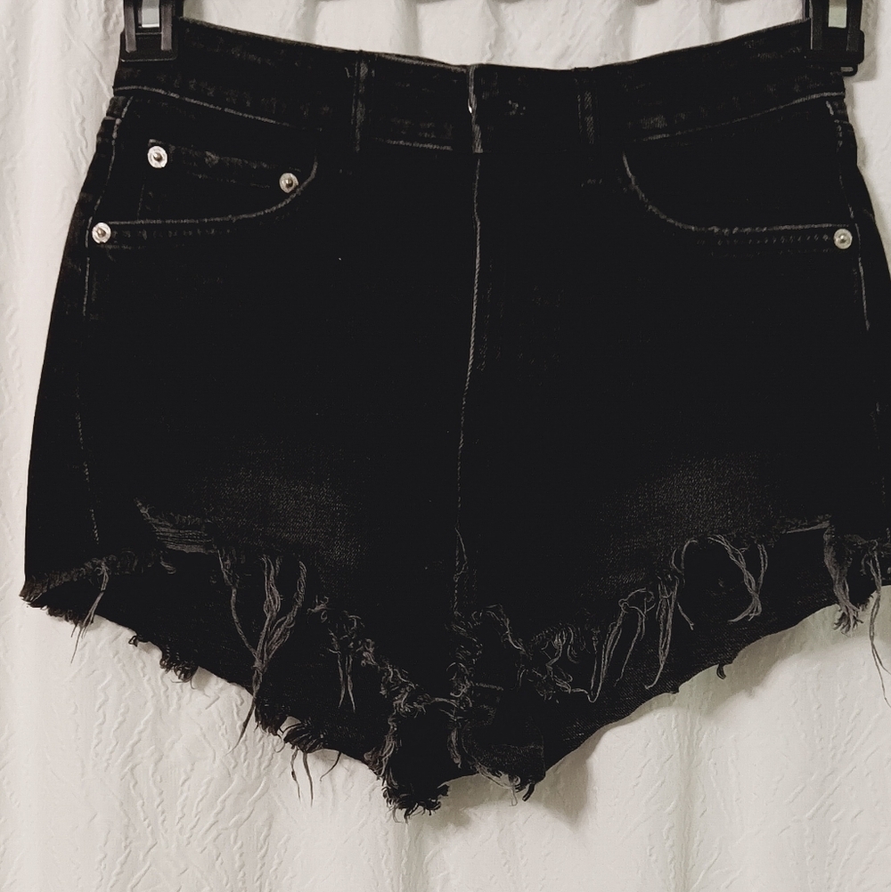 Zara High Rise Denim Strechy Black Shorts Size 4